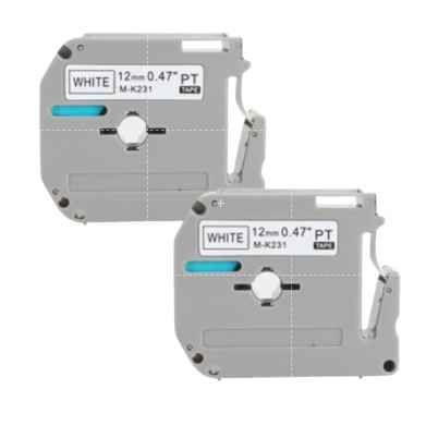Kit 2 Fitas Compatível Etiquetadora/Rotuladora Brother M-K231 M-K231T M231 Branca 12mm