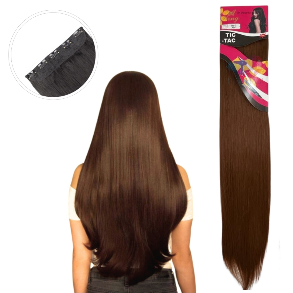 Extensão Tic Tac Aplique Cabelo Orgânico Liso e Ondulado 70cm Weng em Oferta na Shopee