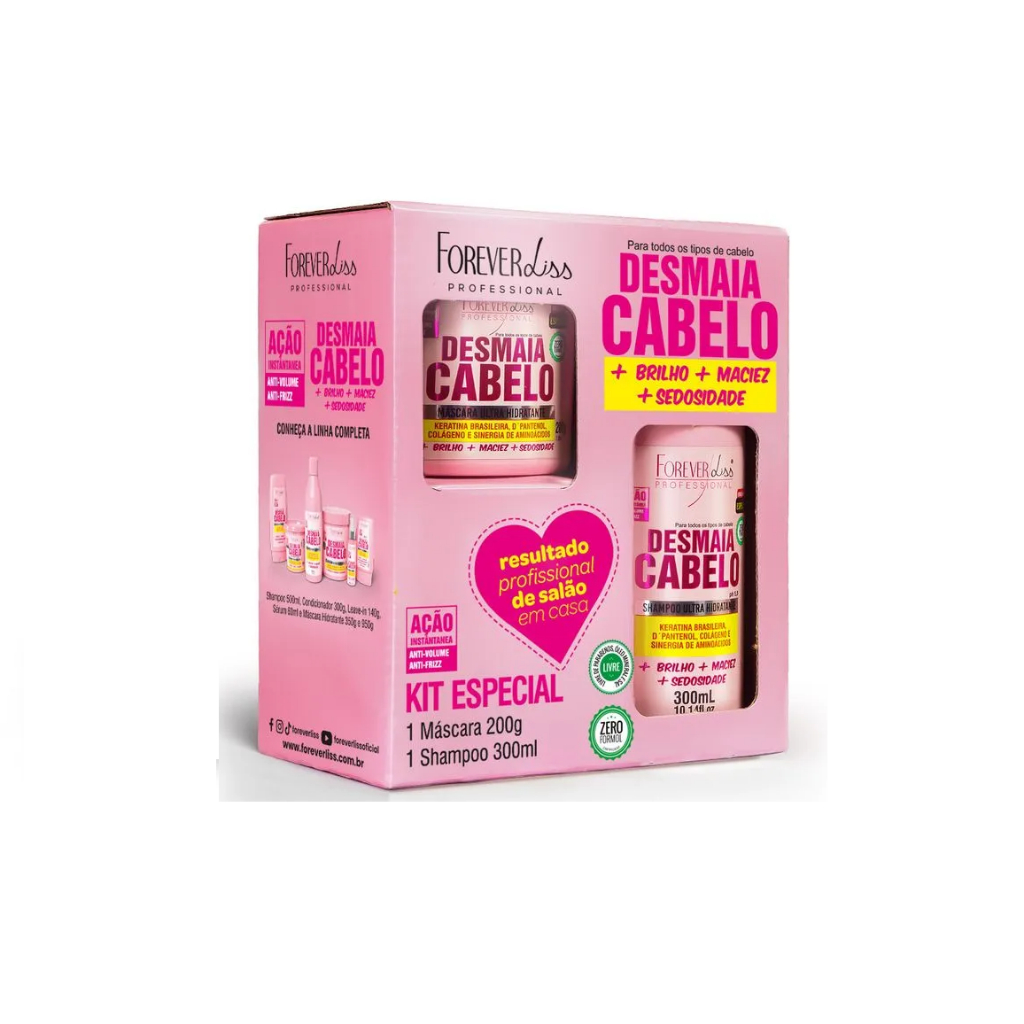 Kit Especial Desmaia Cabelo Forever Liss com Shampoo 300ml e Máscara 200g