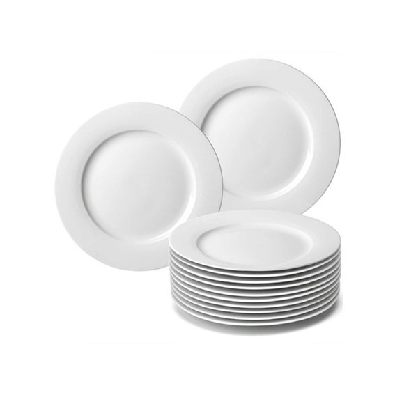 Jogo Prato Raso Branco De Melamina 25cm Para Buffet Restaurante Hotel Churrasco em Oferta na Shopee