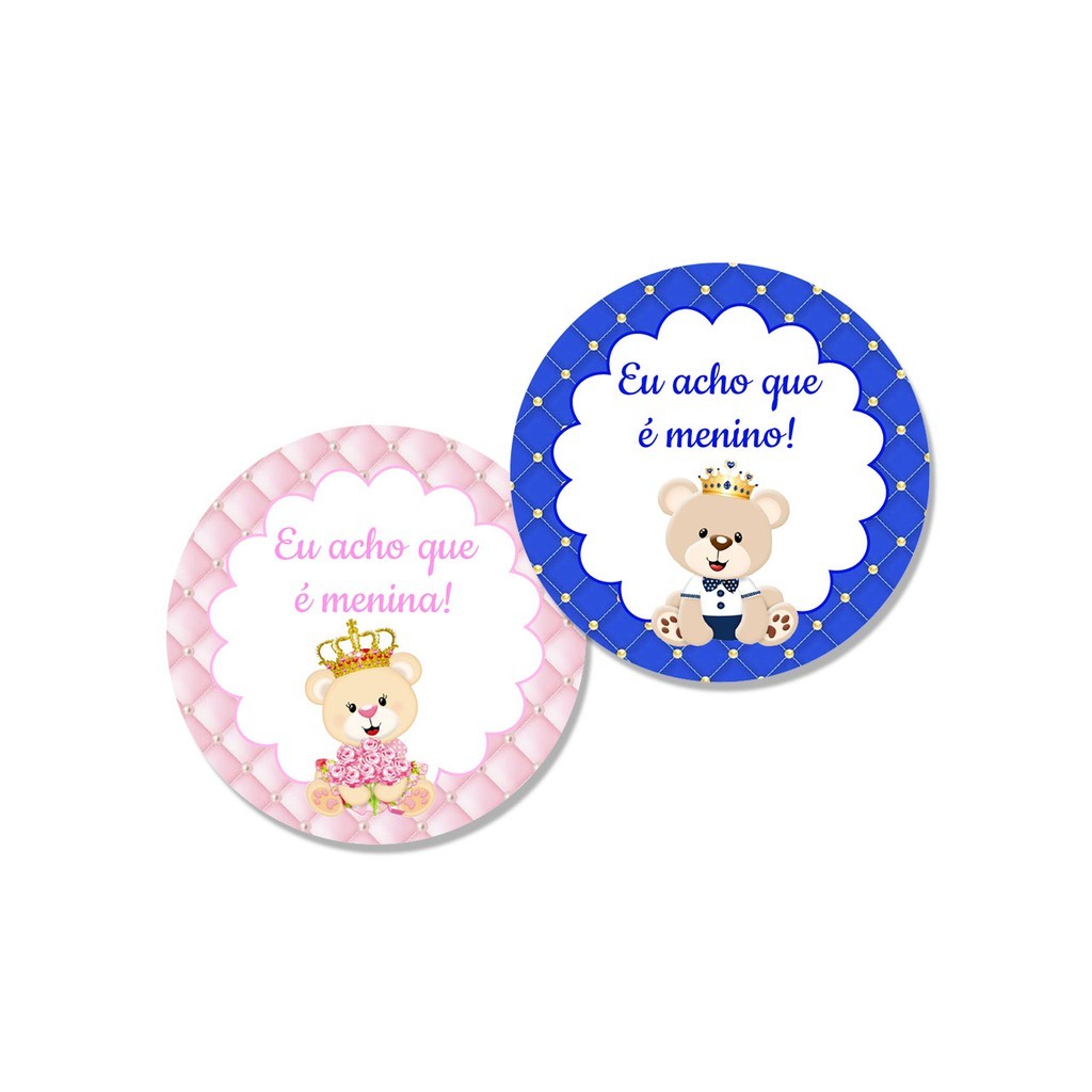 Detalhes do Adesivos Chá Revelação Eu Acho