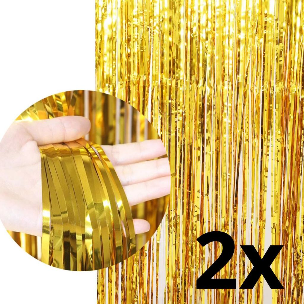 Cortina Metalizado para Festa 1mx2m painel decoração fita metalizada 1, 2  ou 3 un em Oferta na Shopee