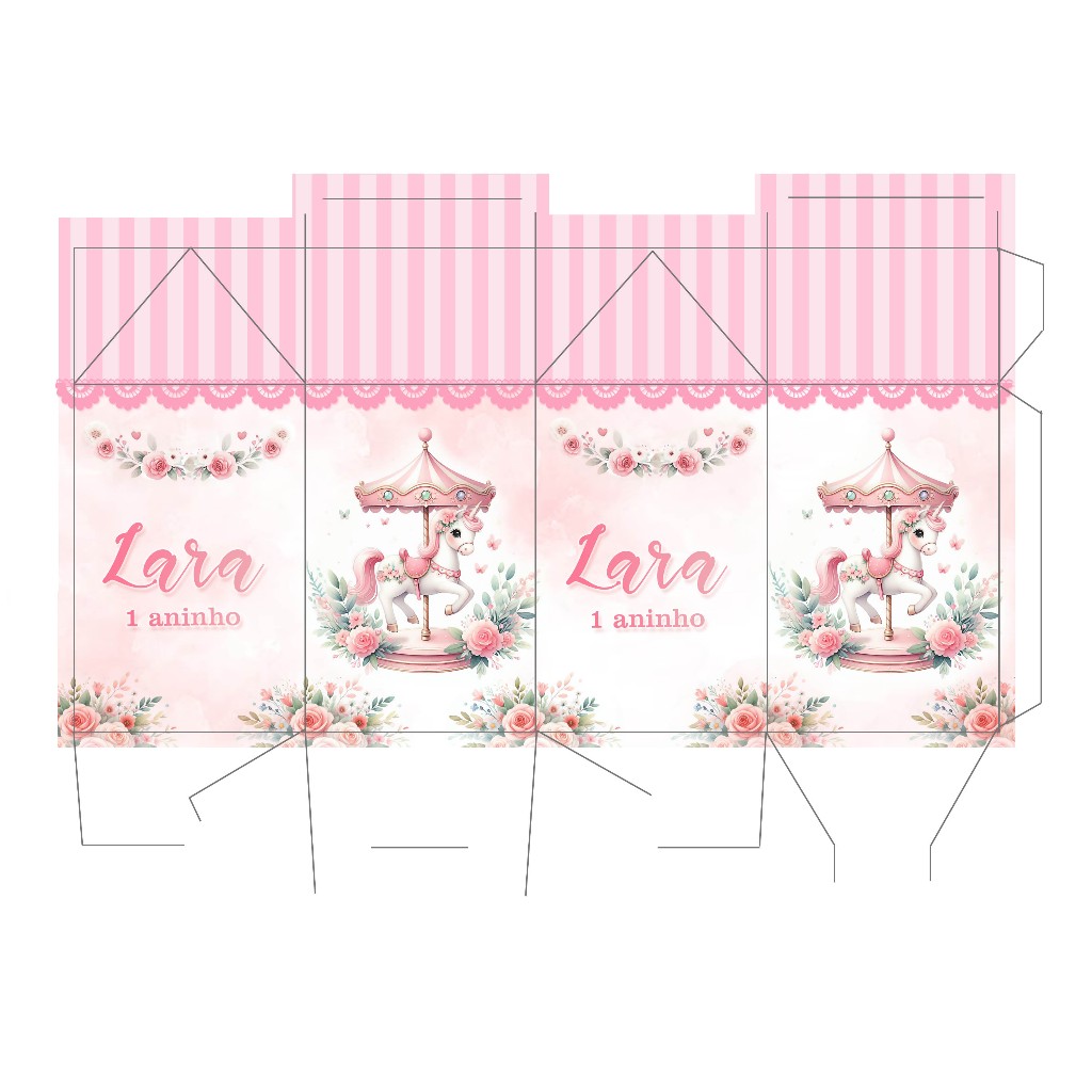Kit Pegue Monte Personalizados Carrossel - Escolha de 20 a 60 Caixinhas Lembrancinhas Aniversário