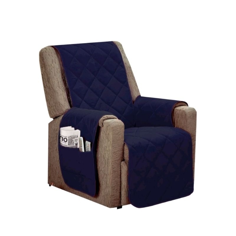 capa para poltrona retrátil 1 lugar com porta objeto 1 peça Marrom