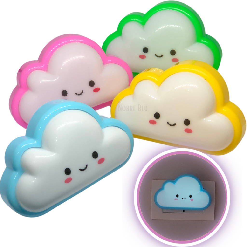 Abajur Led Nuvem Bivolt Luminária De Tomada Lâmpada Led Infantil criança Bebê colorido