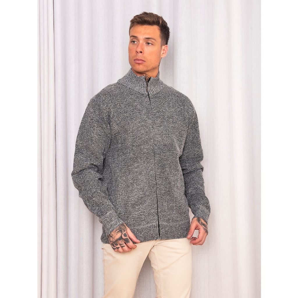 Sueter tricot masculino casaco flanelado blusa de frio zip completo manga longa blusa de Lã importar