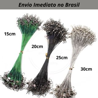Kit Chicote Castor Cabo de Aço15, 20, 25, 30cm Com Girador e Snap Encastoado Leader Arame de Aço