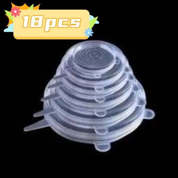 Kit 18 Tampas Silicone Panela Pote Universal Flexível Lavável Silicone em Oferta na Shopee