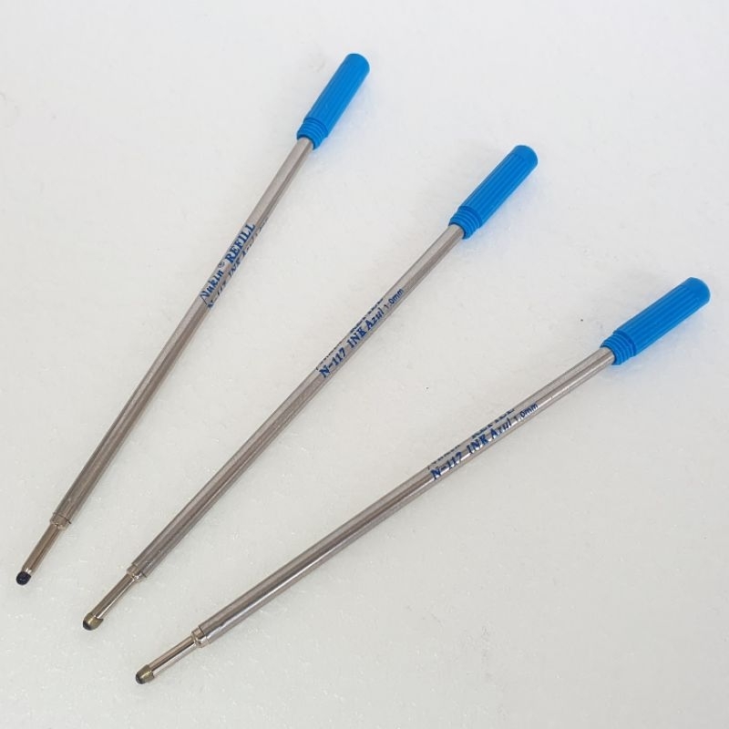 3 CARGAS REFIL DE CANETAS NUKIN N114 TIPO MINI CROSS 10.5CM AZUIS