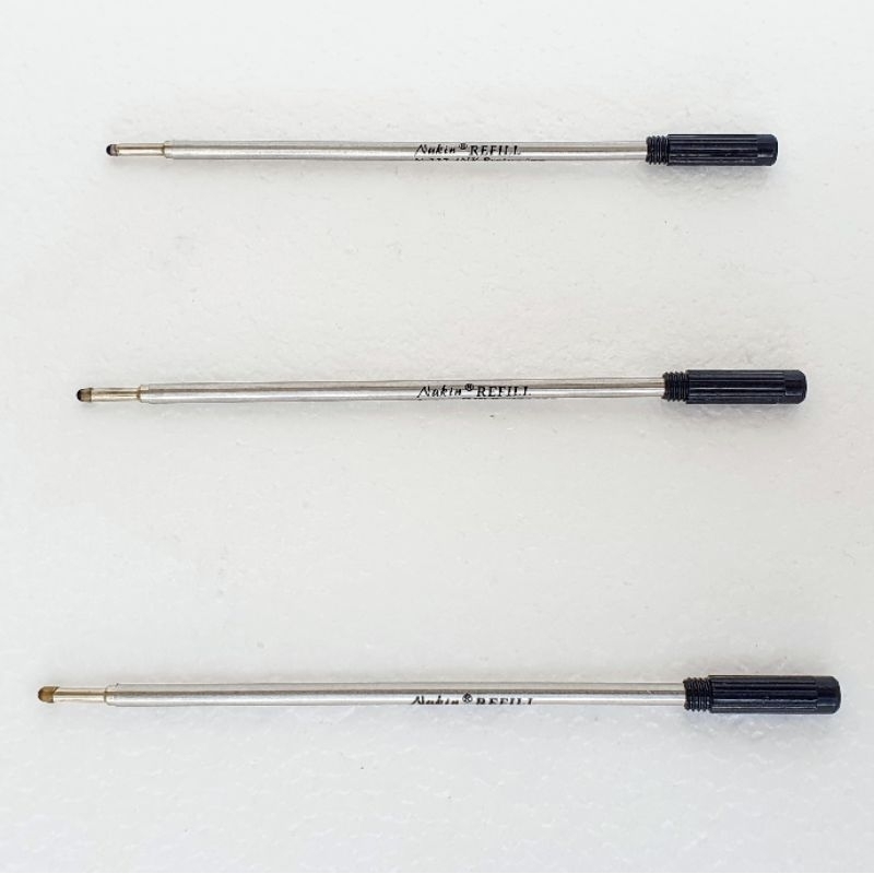 KIT 3 MINI REFIL CARGA P CANETA MINI CROSS CROWN NUKIN PRETAS EM METAL C/ 10,5CM