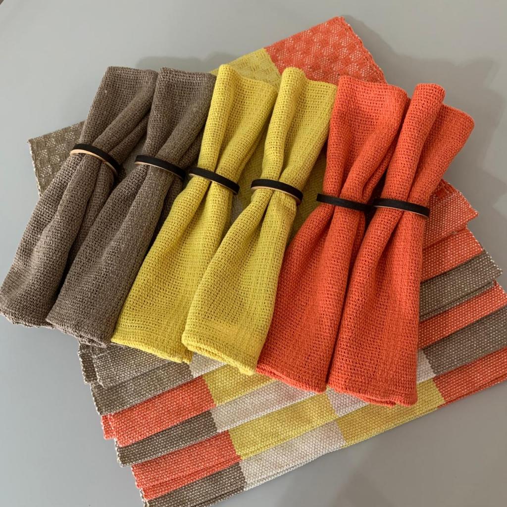 kit Jogo americano 6 lugares luxo 100% Algodão Mesa Posta