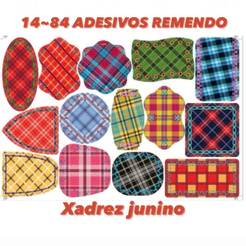 KIT 14~84 ADESIVO RETALHO XADREZ FESTA JUNINA REMENDO XADREZ (CHOCO)