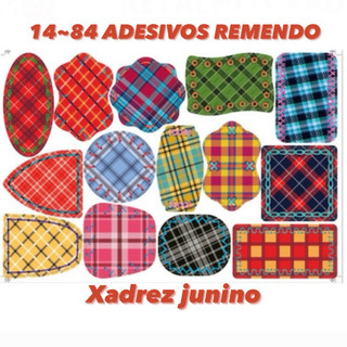 KIT 14~84 ADESIVO RETALHO XADREZ FESTA JUNINA REMENDO XADREZ em Oferta na Shopee