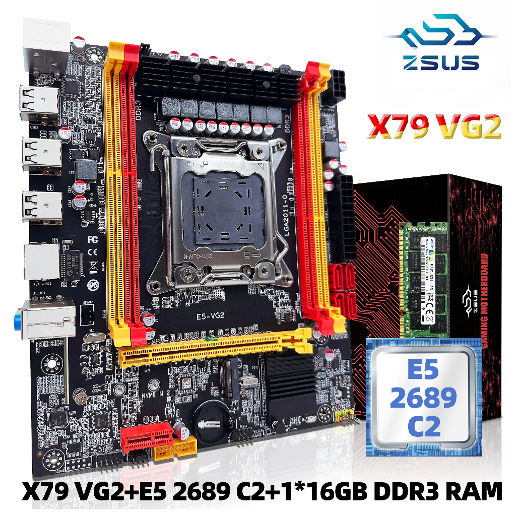 Placa Mãe + Processador + 16GB Memória.
