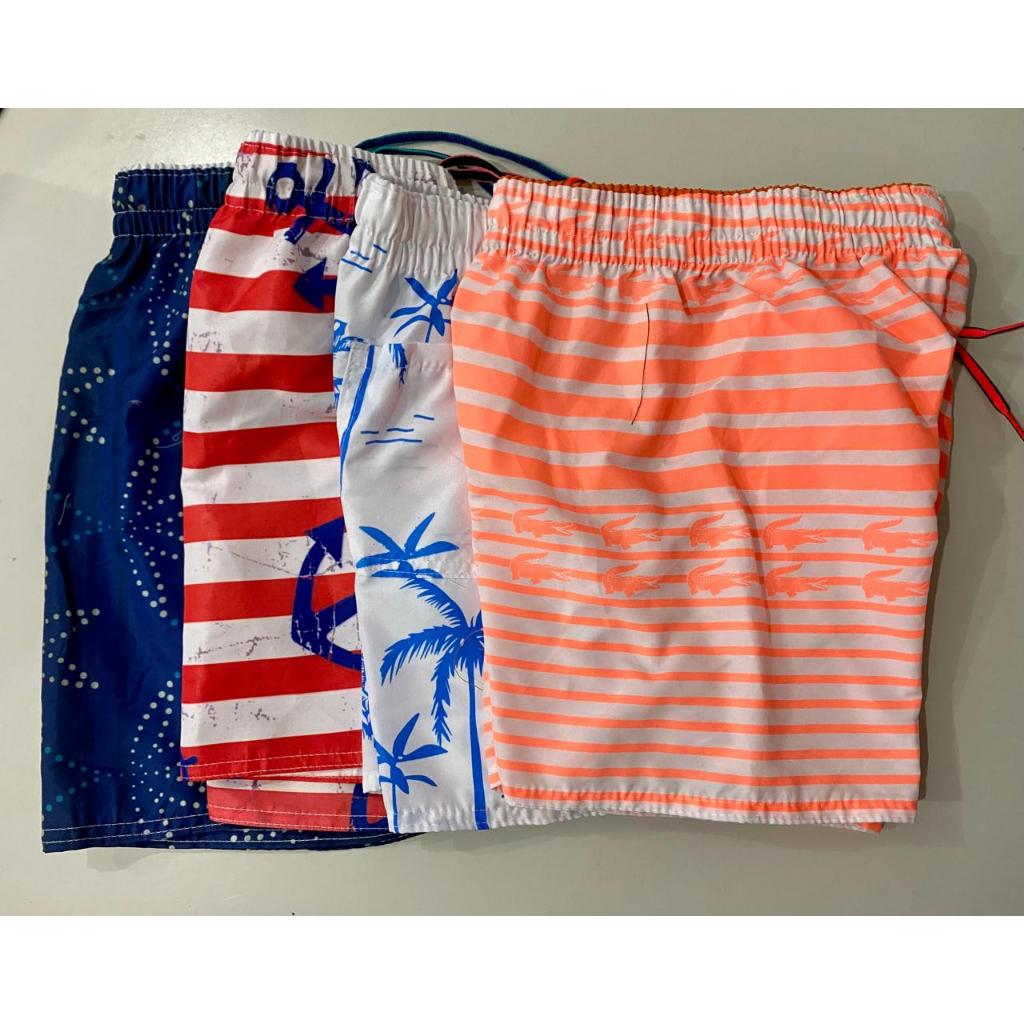 Kit 5 Bermuda Short Tactel Infantil 1 A 12 Anos Estampada Verão