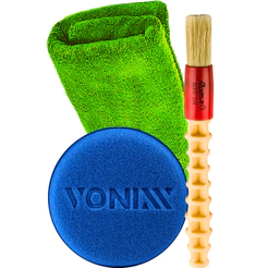 Kit Limpeza Automotiva Pano Toalha Flanela de Microfibra + Pincel Detalhamento + Aplicador de Espuma Vonixx
