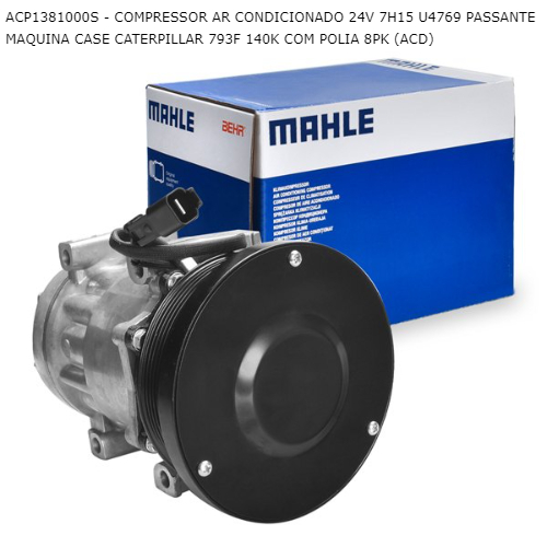 COMPRESSOR AR CONDICIONADO 24V 7H15 U4769 PASSANTE MAQUINA CASE CATERPILLAR 793F 140K COM POLIA 8PK