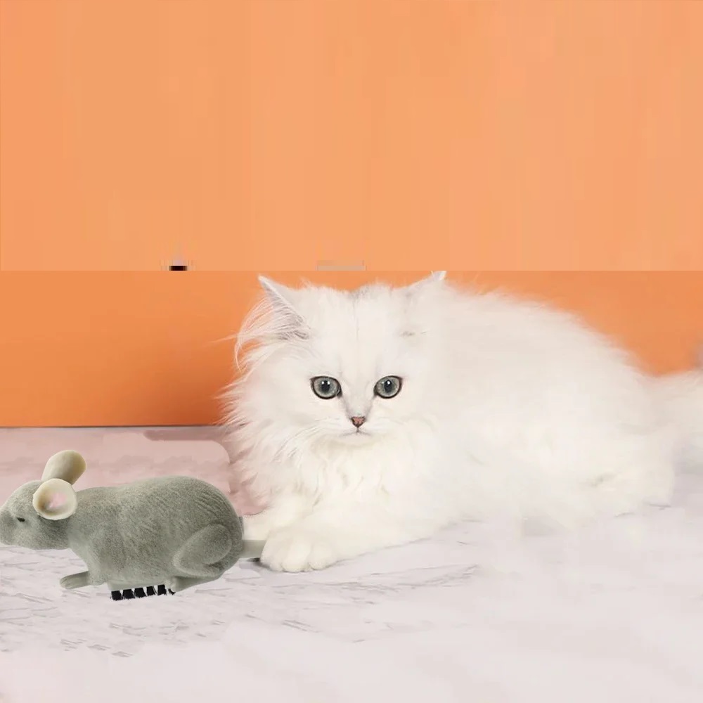 Brinquedo para PET rato elétrico vibrador com imitação de pelo cinza