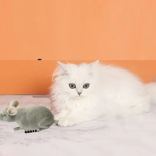 Brinquedo para PET rato elétrico vibrador com imitação de pelo cinza