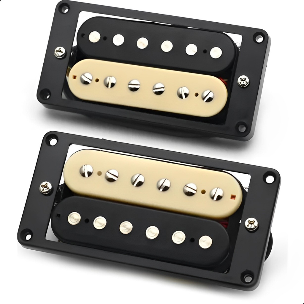 Par Captadores Humbucker Zebra Creme com Preto Para Guitarra para Ponte e Braço Lp Les Paul Sg