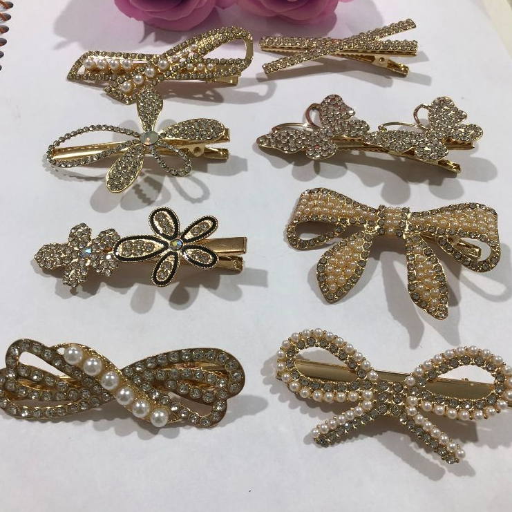 Kit 3/6/12/24 Unidades Grampo de cabelo de strass/Estilos enviados aleatoriamente