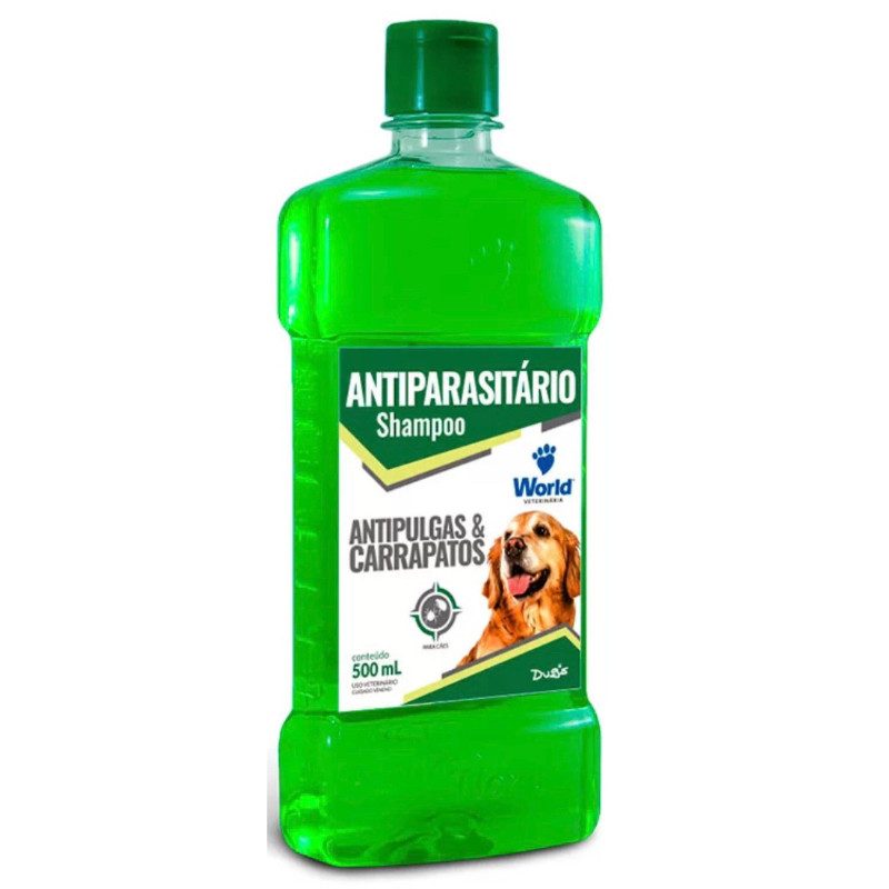 Detalhes do Kit 1 Shampoo 500Ml + 1 Coleira  Dugs Antipulgas e Carrapatos p/Cães 17g c/ 56cm- World Veterinária