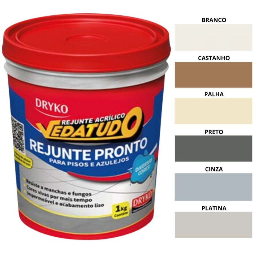 Rejunte Acrílico 1kg Piso Porcelanato Azulejo Pastilha Piscina Banheiro - Dryko