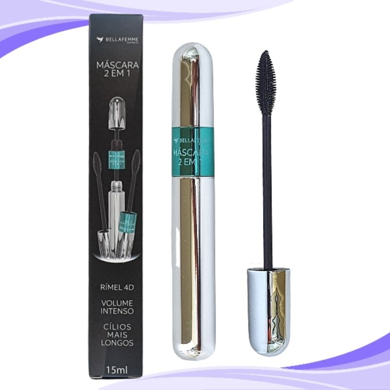 Máscara De Cílios 2 em 1 4D Volume E Alonga Bella Femme Maquiagem Rimel 15ml