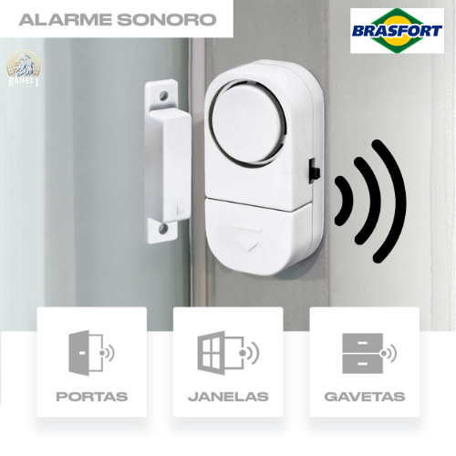 Alarme Sensor Magnético Para Porta e Janela Sem Fio Com Sirene