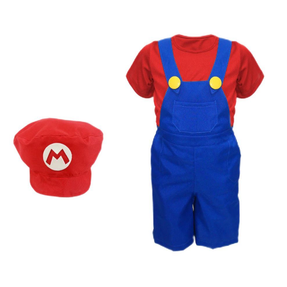Fantasia Infantil Super Mario Bros Luigi Completa Com Boina