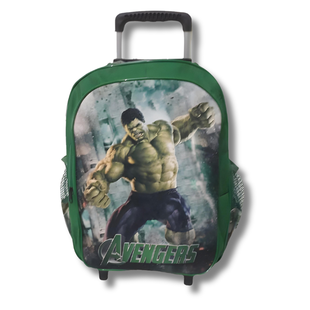 Mochila Escolar com Rodinha  Menino Estampa Hulk Mochila Infantil Grande de Carrinho Escolar Juvenil Frete Grátis