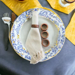 kit 4 anéis de madeira para guardanapo mesa posta