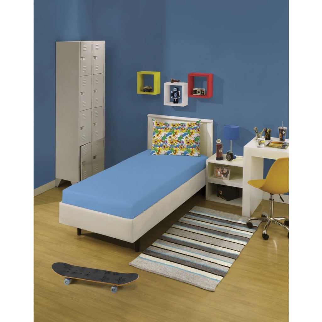 Jogo De Cama Manobra Monster Solteiro (Azul e Amarelo) 2 Peças LEPPER | Jogo de lençol Infantil