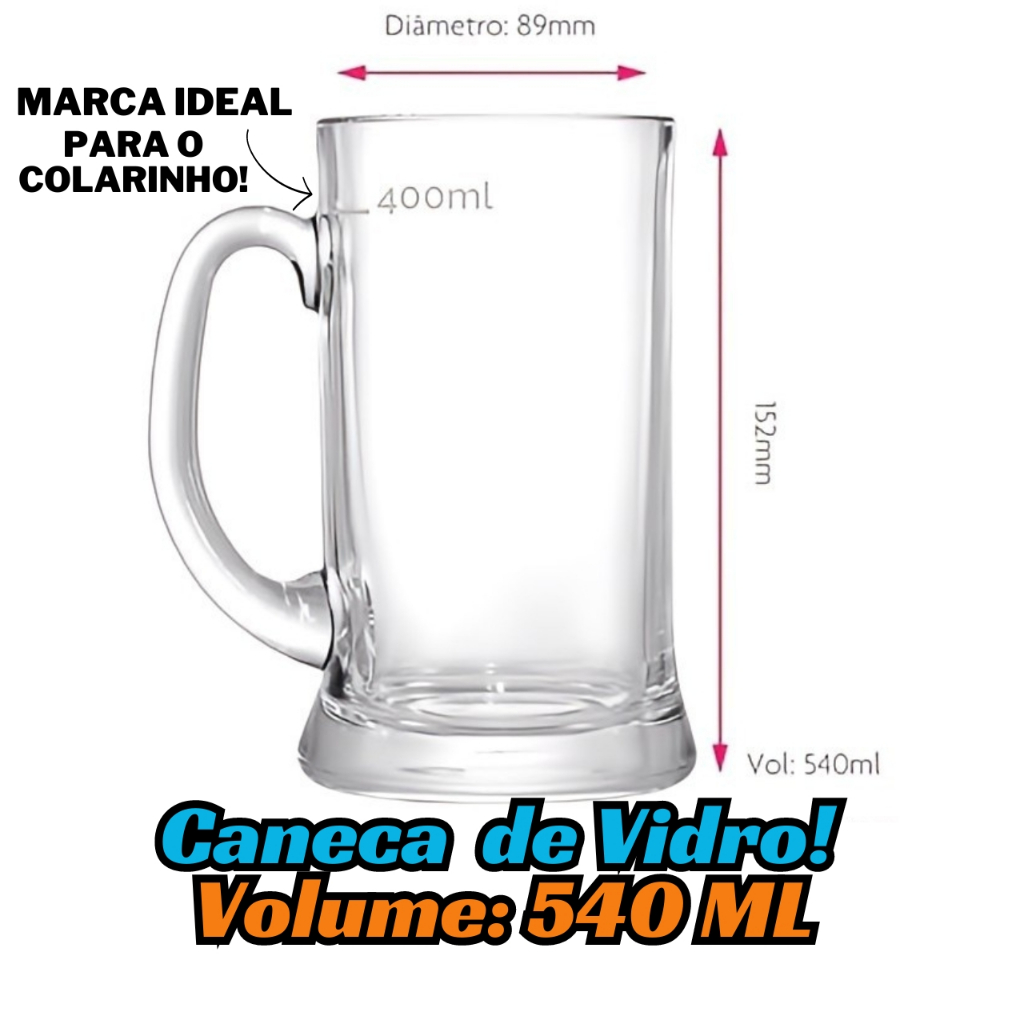 Caneca de Vidro / Chopp 540 ml Wincy Luxo