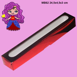Embalagem MB62 com Visor em papel cartão Colorido Laminado - 24,5x4,5x03 cm- Pacotes com 10 unidades