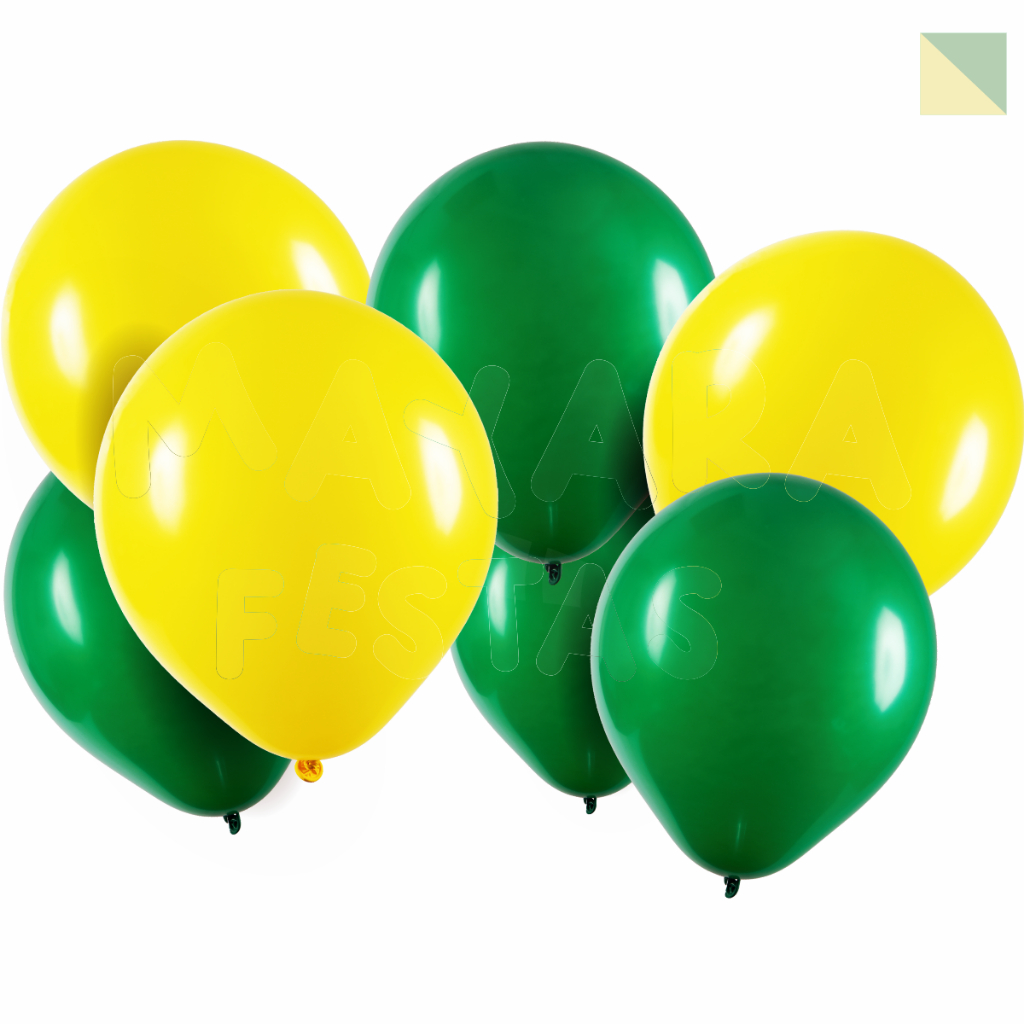 75 unidades Balões 8 Polegadas - Bexigas Verde Bandeira e Amarelo em Oferta na Shopee