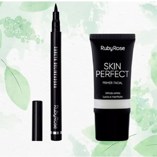 Caneta Delineadora Professional Ruby Rose Hb-090 +Primer Facial Ruby Rose Skin Perfect HB-8086