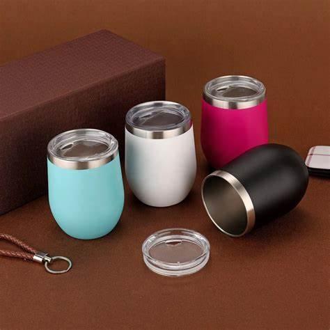 Copo Cuia Ovo Térmico Inox 350ml Fosco com Tampa Design Elegante Portátil para Bebidas