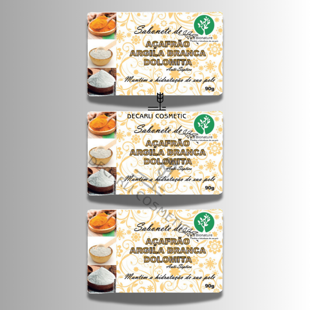 3 UN Sabonete Barra de Açafrão e Dolomita 90g - Bionature em Oferta na Shopee