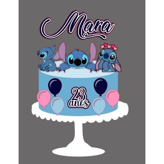 Topo de Bolo Lilli Stitch 04 - Personalizado com nome e idade - Achadinhos e Novidades Shopee