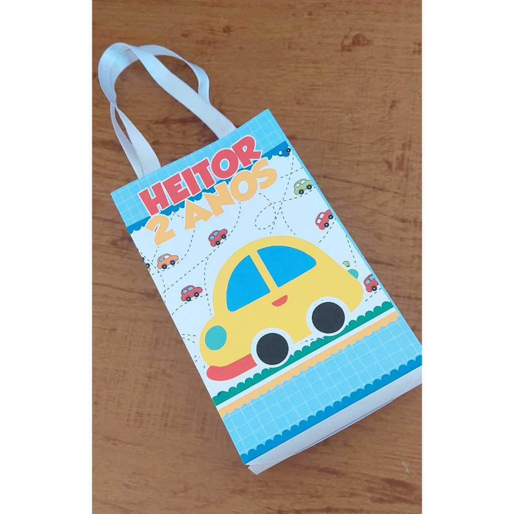 Sacolinha Personalizada Carrinhos Lembrancinha Pegue e monte