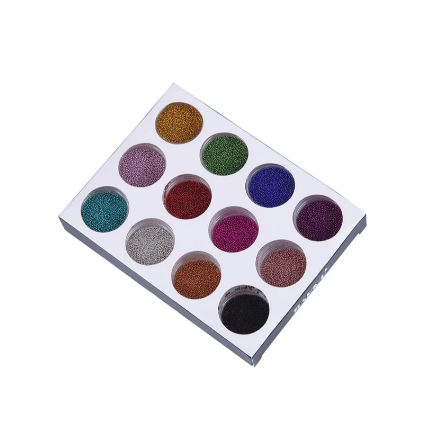 kit c/ 12 glitter em formato de bolinha caviar para unhas nail art - c&s bazar -