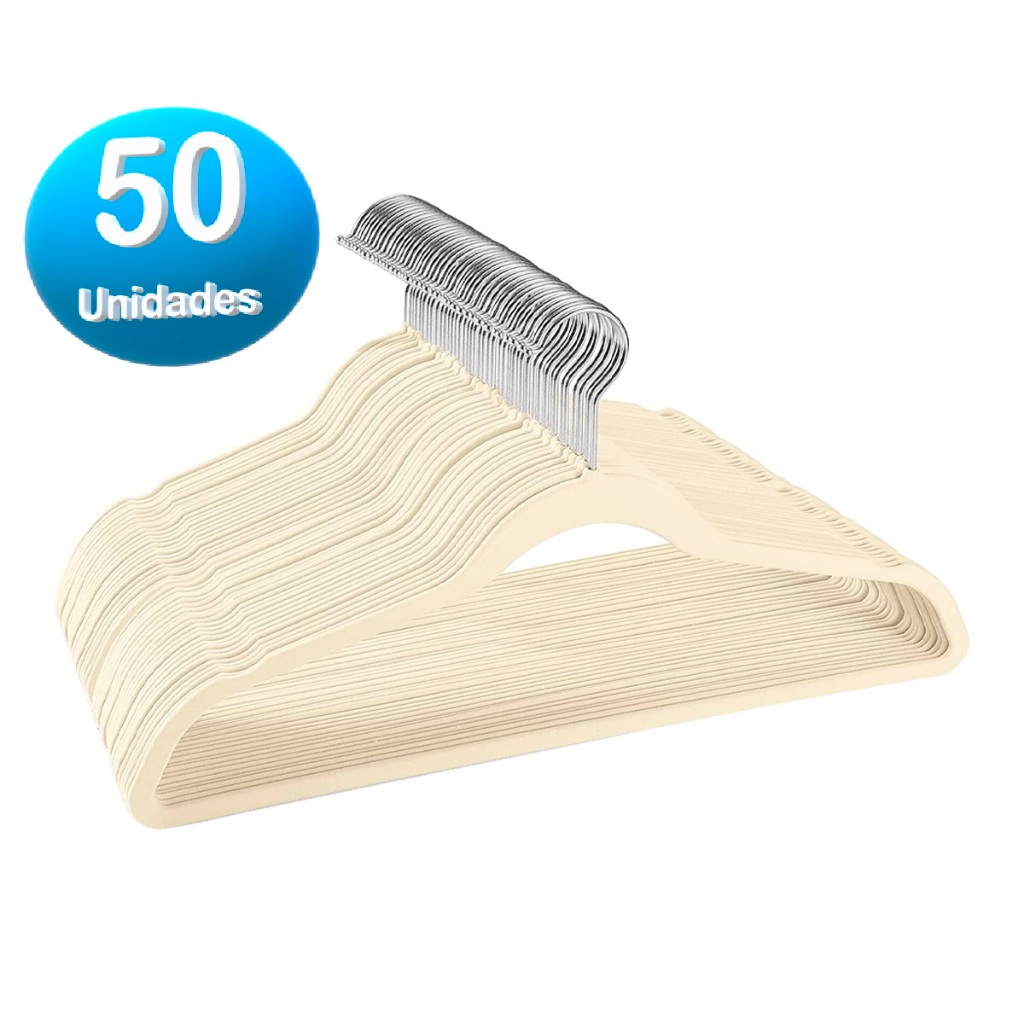 Kit Cabides Veludo Para Roupas Adulto 50 Unidades Fino Resistente