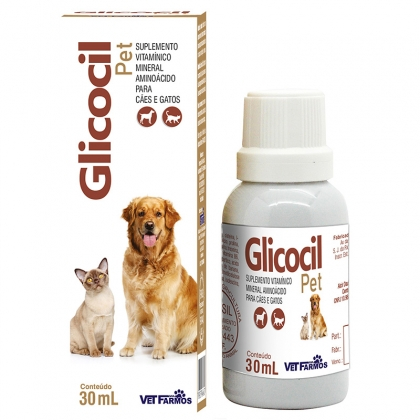 GLICOCIL PET 30ML SUPLEMENTO VITAMINICO PARA CAES E GATOS IDEAL P/ FRAQUEZA E FALTA DE APETITE em Oferta na Shopee