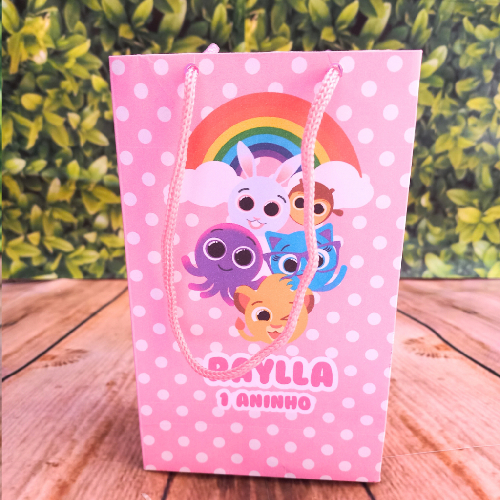 10 Sacolinhas Personalizadas Festa Bolofofo Rosa Bolofofos Personalizado Com Nome e Idade em Oferta na Shopee
