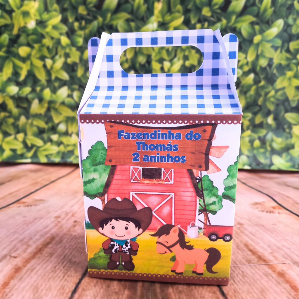 20 Caixinha Surpresa Personalizada Para Festa Fazendinha Azul Maletinha Personalizada Fazendinha