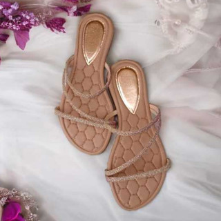 Rasteirinha Pedraria Luxo Feminina Confortável Sandália com Brilho Strass Borboleta Pérola 10 Modelos