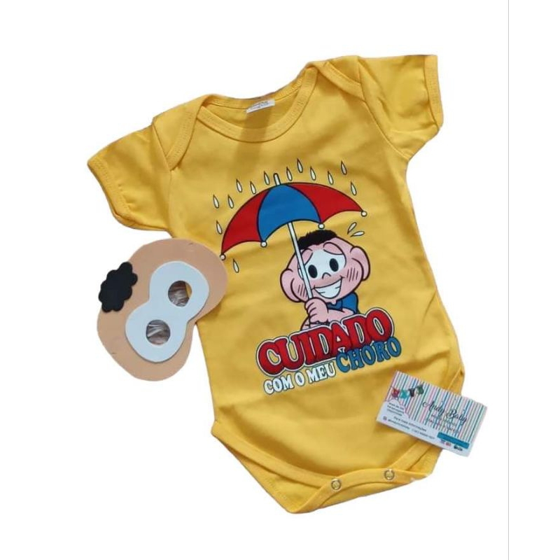 BODY BEBÊ CASCÃO COM MÁSCARA EM EVA MESVERSÁRIO PERSONAGEM TURMA DA MÔNICA FANTASIA INFANTIL