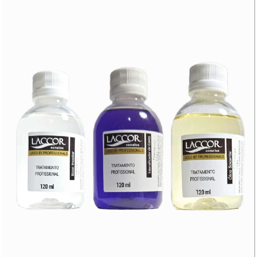 Kit Com 3 Unidades De Base Profissional Laccor Incolor+Intensificador+Óleo secante 120ml Cada em Oferta na Shopee