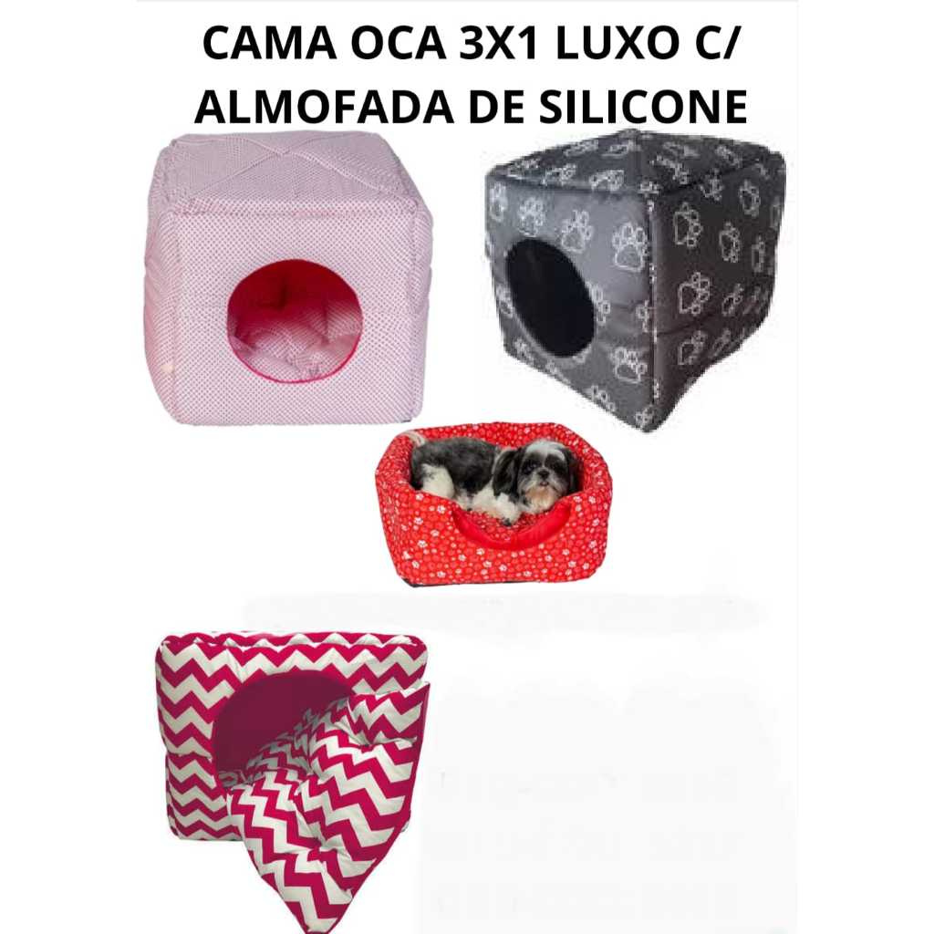 Cama Oca Gato Cachorro 3x1 Luxo Com Almofada Removível